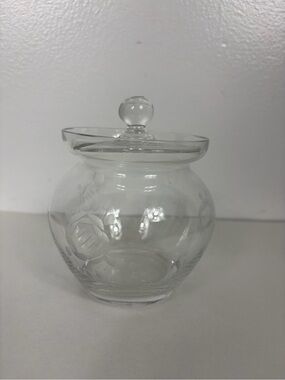 Clear Etched Glass Jar with Lid sugar/honey